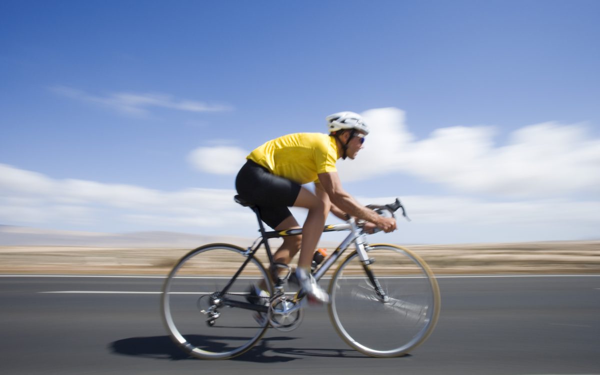 Cyclist riding at high speed